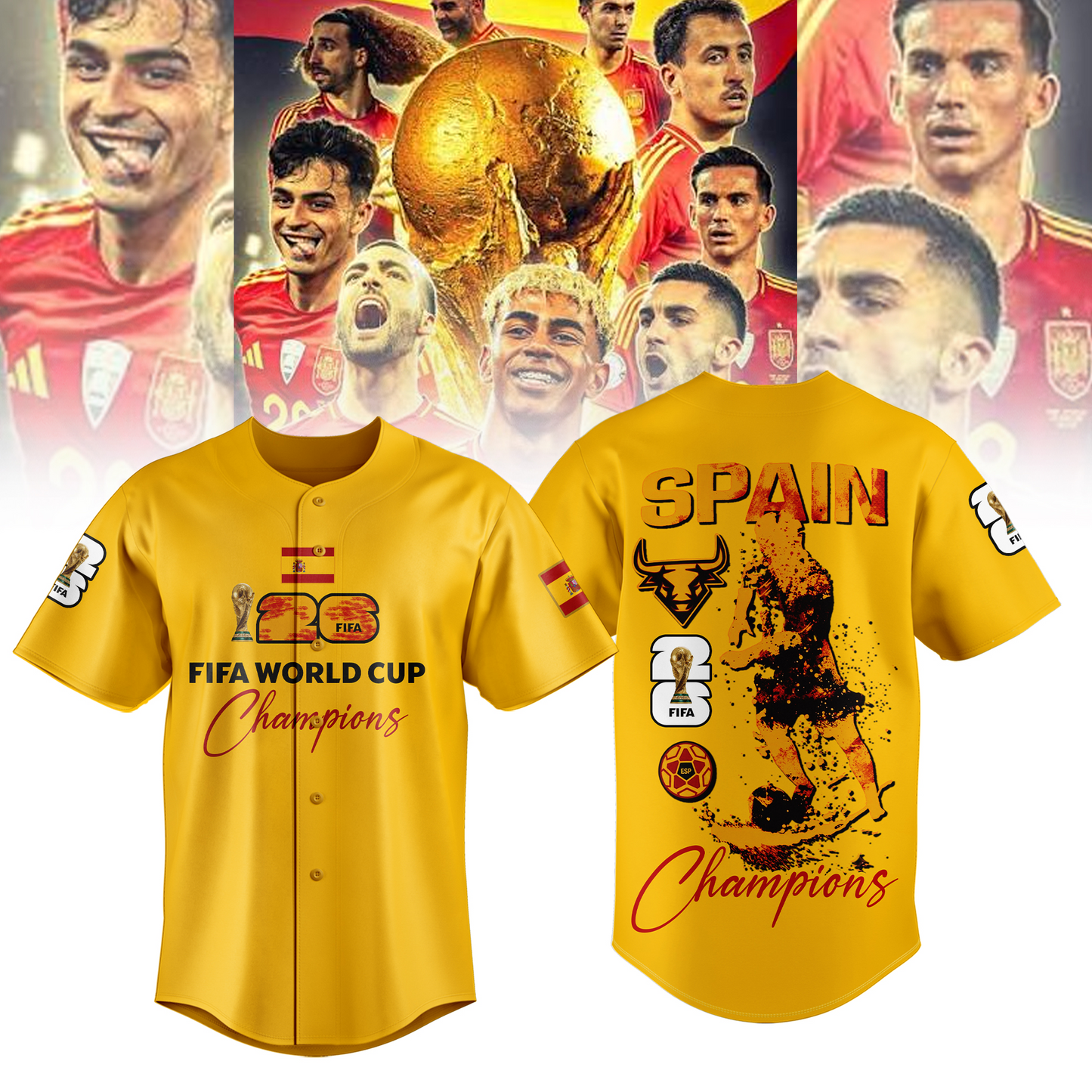 Premium Spain World Cup Champions 2026 baseball jersey V4