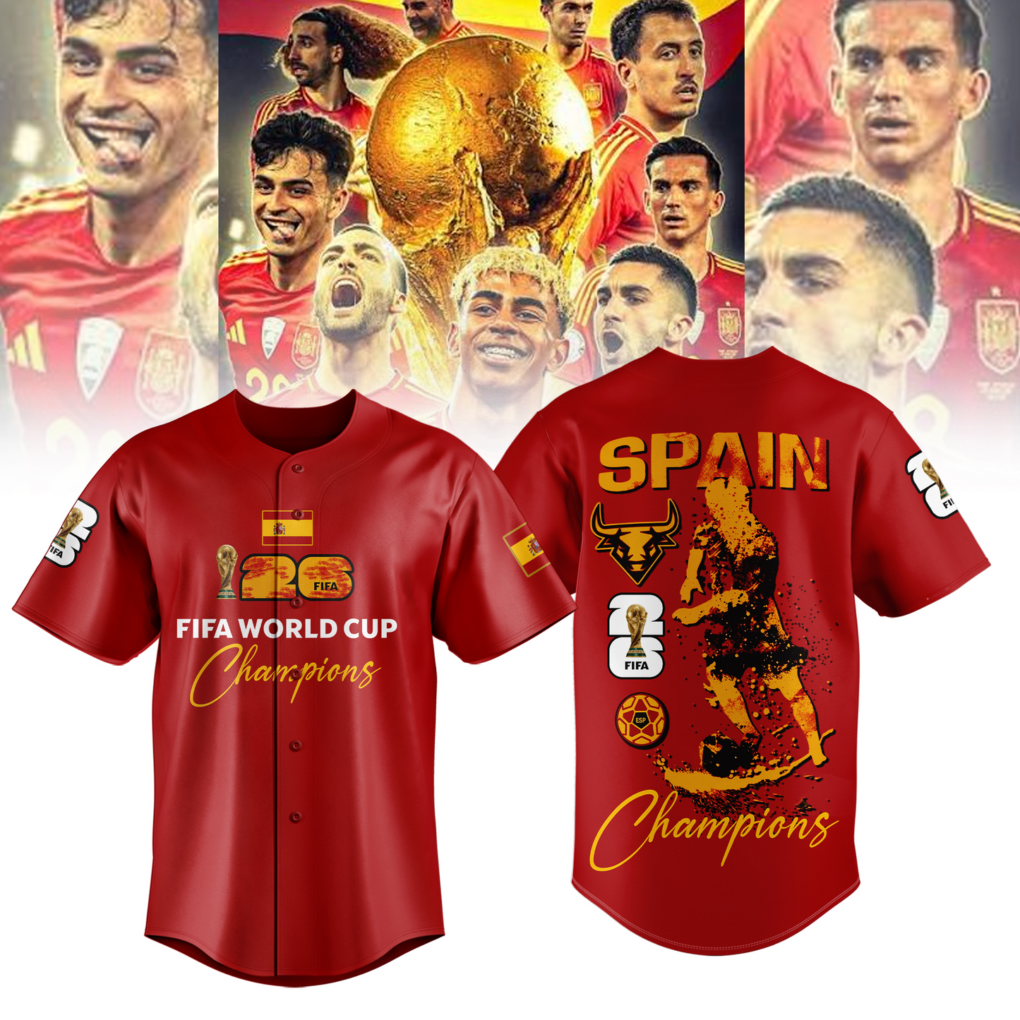 Premium Spain World Cup Champions 2026 baseball jersey V7