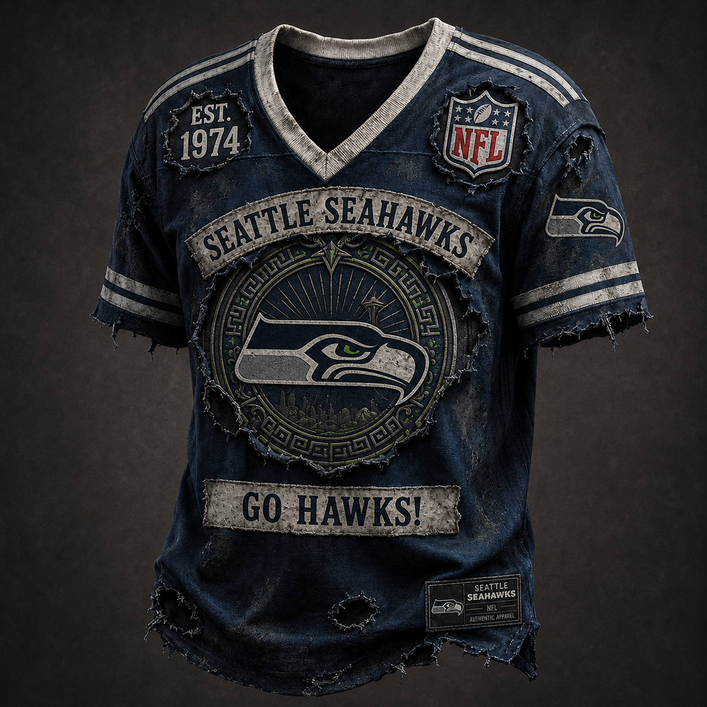 SEA X NFL Exclusive V-Neck T-Shirt 2007