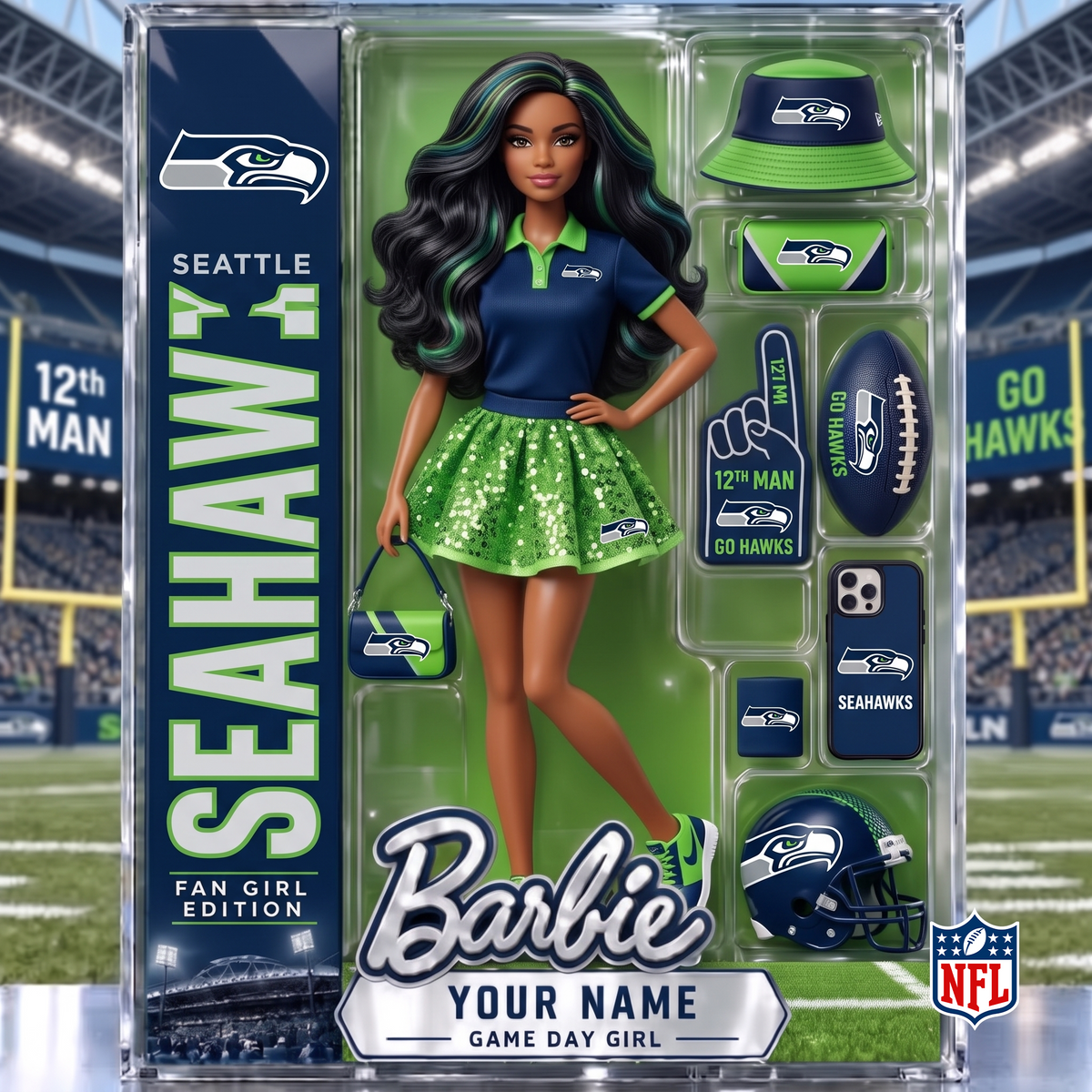 SEA x NFL Barbie Limited Acrylic Block Plaque