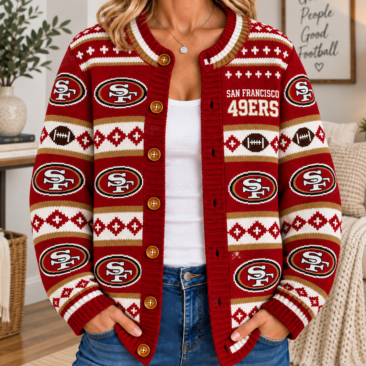 SF x NFL Women's Cardigan Sweater