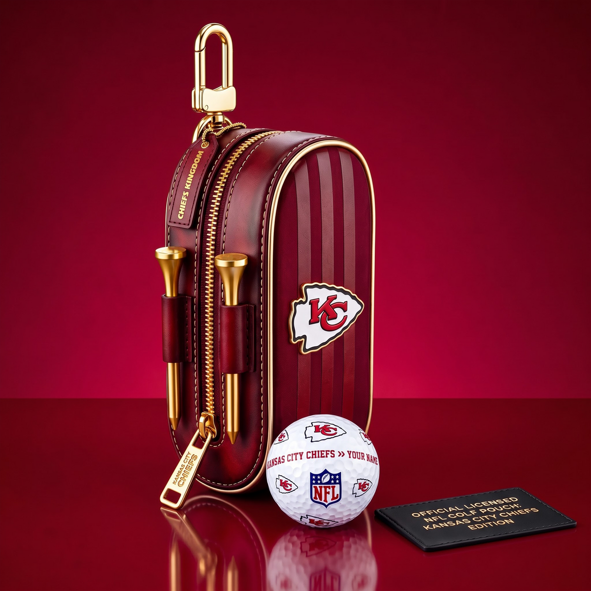 SIGNATURE NFL X KCC DELUXE LEATHER GOLF POUCH FOR TOURNAMENT
