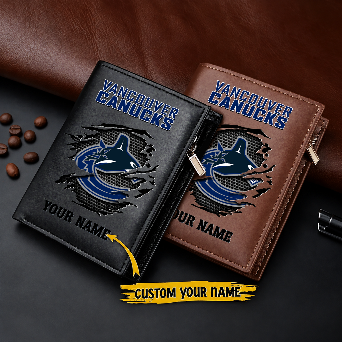 VAN x NHL Men Slim Vertical Wallets New
