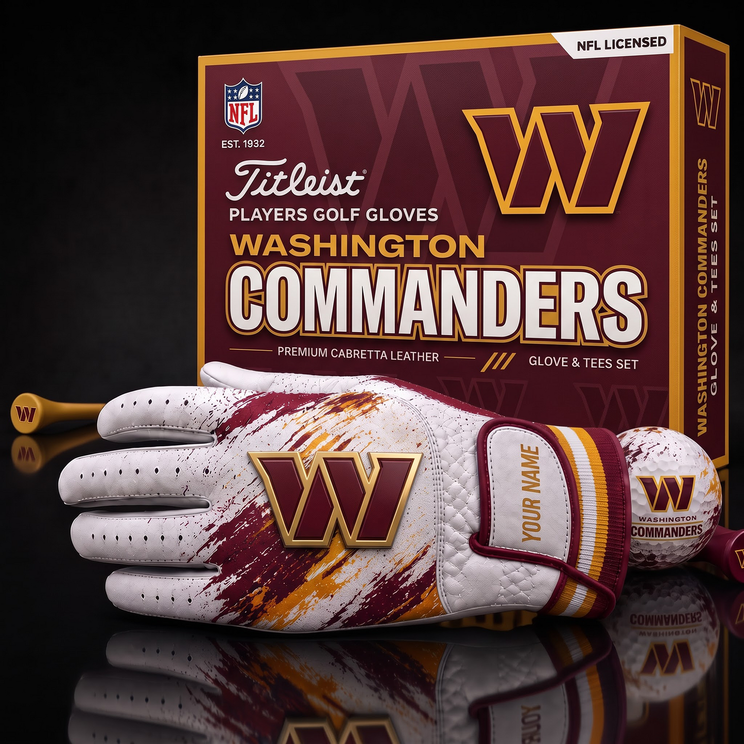 WAS NFL LUXURY PERSONALIZED GOLF GLOVE SET LIMITED EDTION