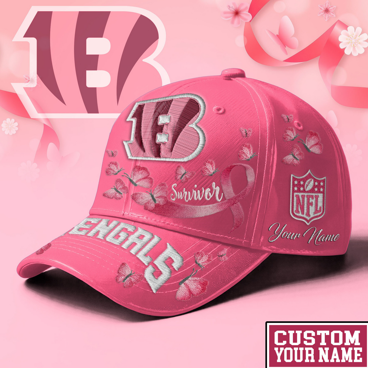 PREMIUM NFL X CIN EXCLUSIVE BREAST CANCER SURVIOR CAP NDT NHM 090726
