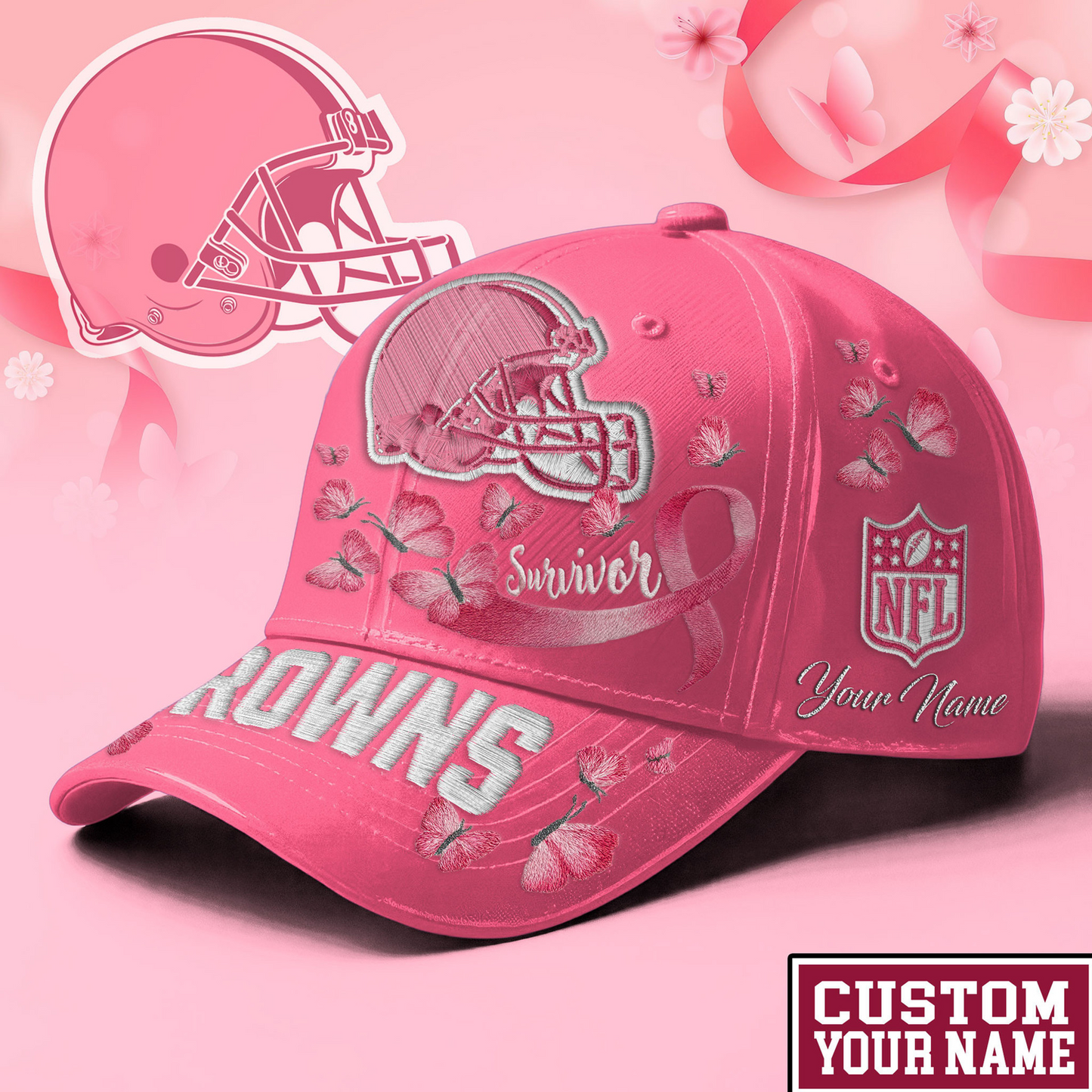 PREMIUM NFL X CLE EXCLUSIVE BREAST CANCER SURVIOR CAP NDT NHM 090726