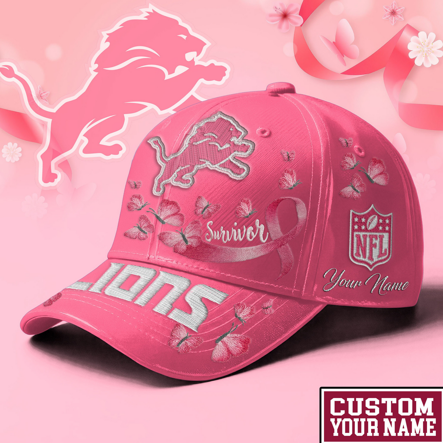 PREMIUM NFL X DET EXCLUSIVE BREAST CANCER SURVIOR CAP NDT NHM 090726