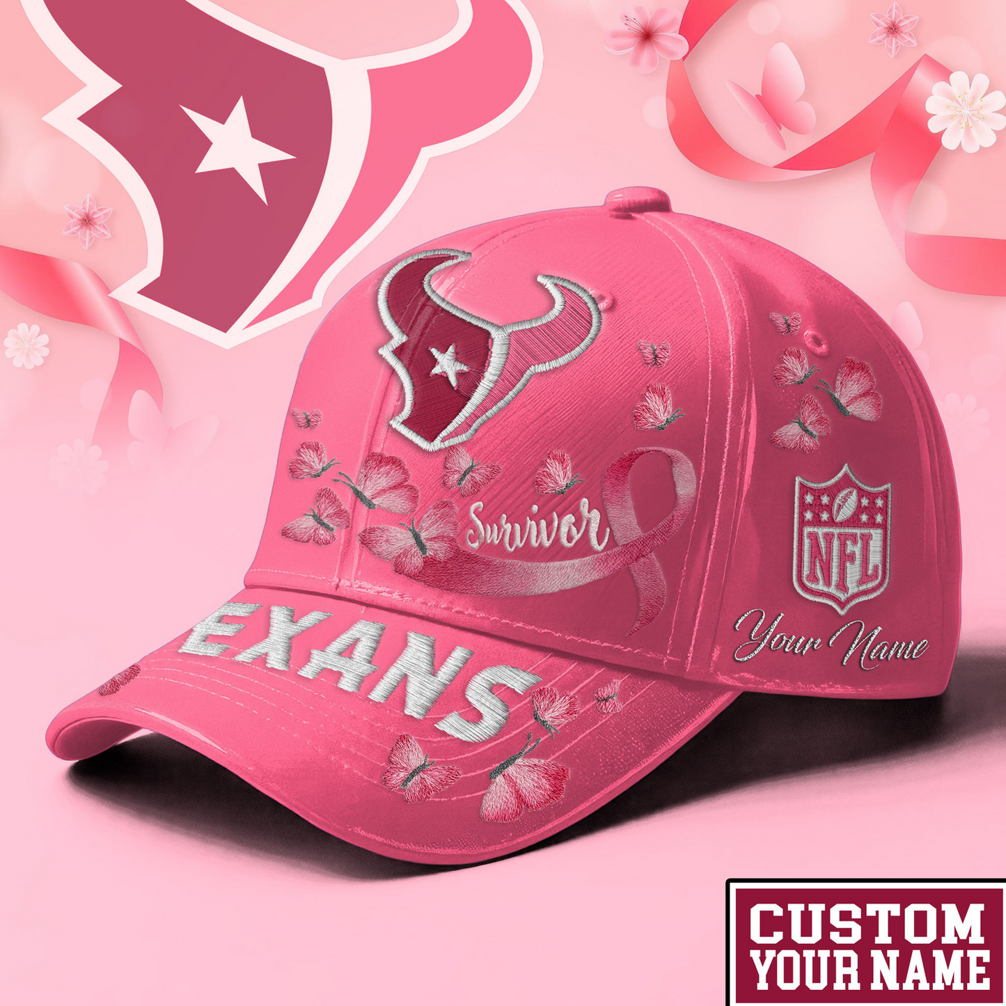 PREMIUM NFL X HOU EXCLUSIVE BREAST CANCER SURVIOR CAP NDT NHM 090726
