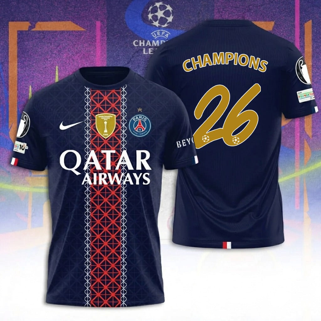 PSG UCL 2026 Back to Back European Champions Shirt DatND TANND