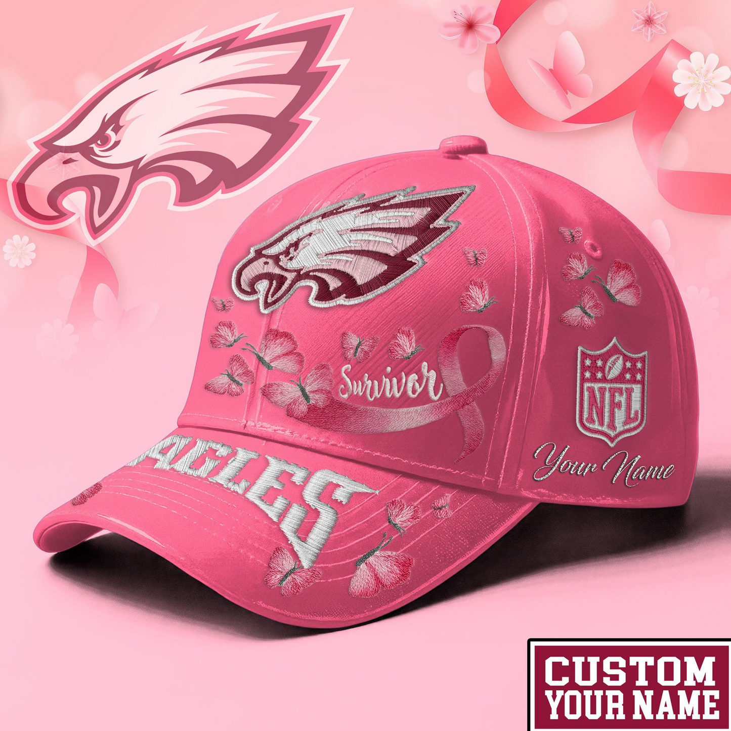 PREMIUM NFL X PHI EXCLUSIVE BREAST CANCER SURVIOR CAP NDT NHM 090726