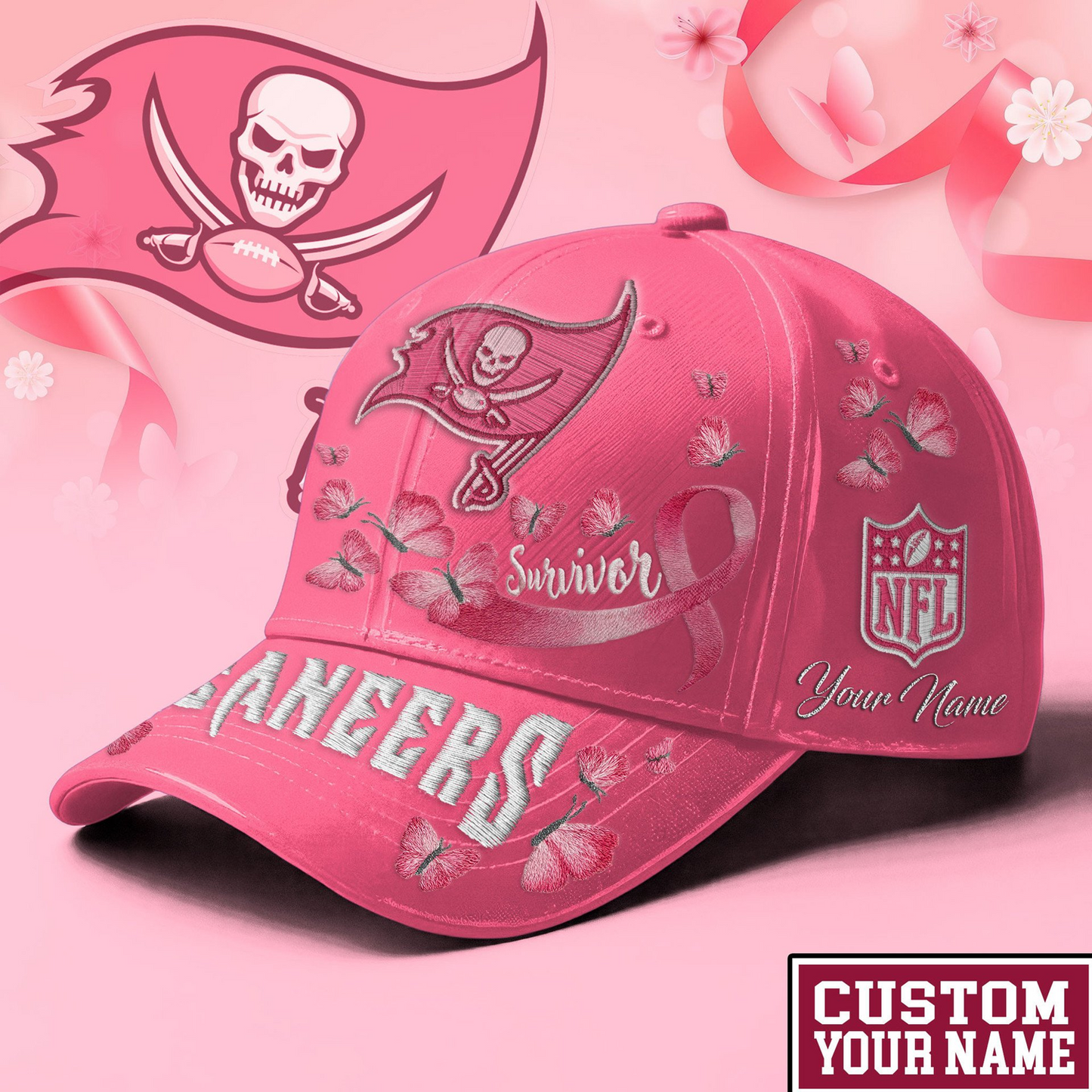 PREMIUM NFL X TB EXCLUSIVE BREAST CANCER SURVIOR CAP NDT NHM 090726