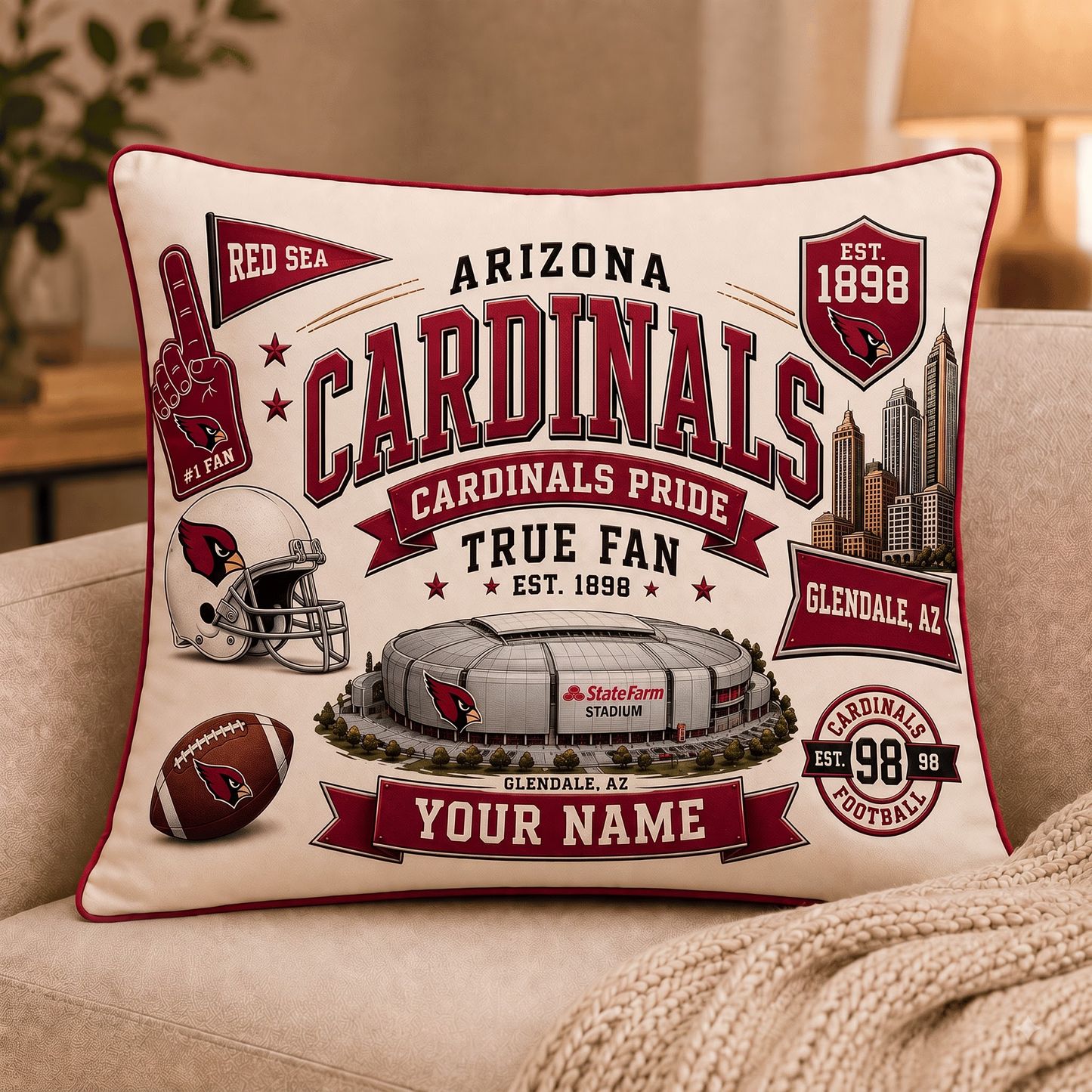AC x NFL Premium Vintage Pillow Case Personalized Gift For True Fan