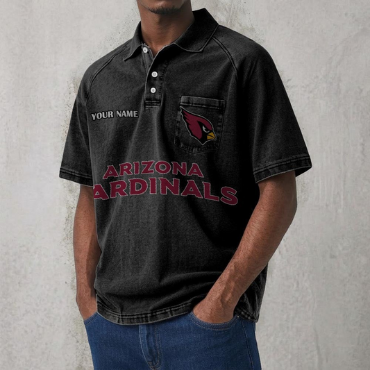ARI x NFL Men's Distressed Turn-Down Collar Polo DATND TANTD 250526