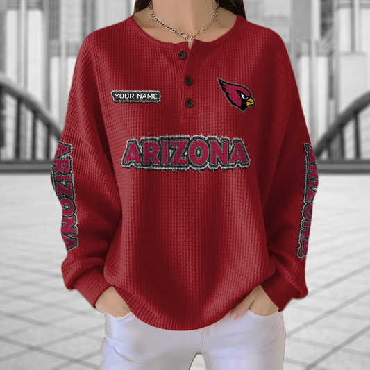 ARI x NFL Personalized Waffle Knit Henley Sweatshirt 2005 DatND DVT