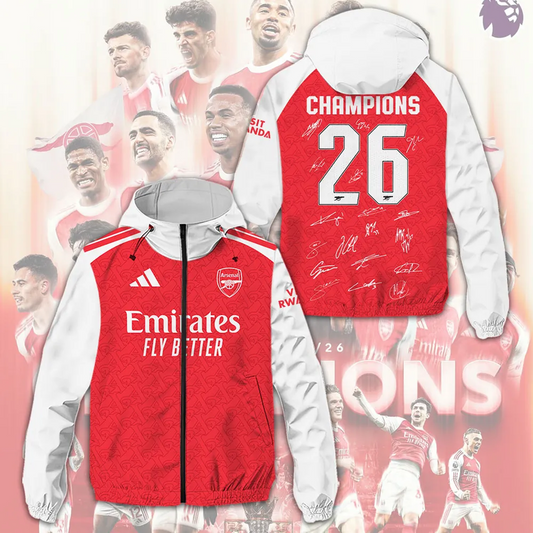 ARS FC Premier League Champions 2526 3D Windbreaker Jacket V1 2205 DatND DVT