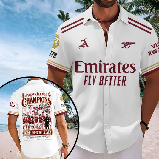 ARS FC Premier League Champions 2526 Short Sleeve Button-Down Shirt 2505 V1 DatND DVT