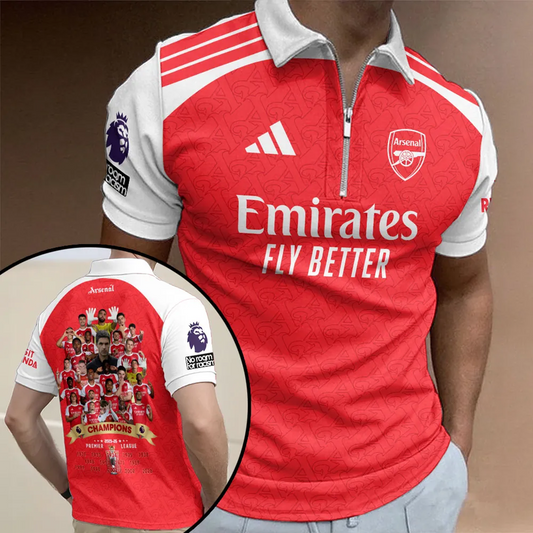 ARS FC Premier League Champions 2526 Zip Polo Shirt 2505 V2 DatND DVT