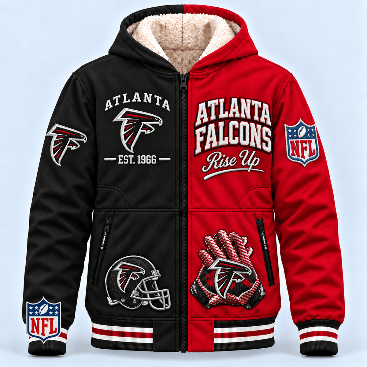 ATL x NFL Hooded Varsity Bomber Jacket