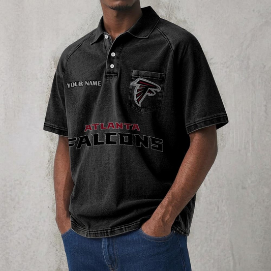 ATL x NFL Men's Distressed Turn-Down Collar Polo DATND TANTD 250526