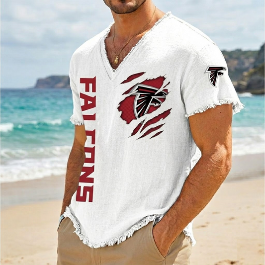 ATL x NFL V-Neck Linen Beach Shirt 1905 DatND DVT