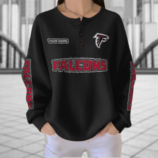ATL x NFL Personalized Waffle Knit Henley Sweatshirt 2005 DatND DVT