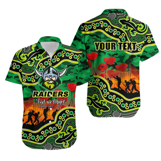Anzac Day NRL - CBR Hawaiian Shirt Aboriginal Lizard Patterns LT6 DatND DVT
