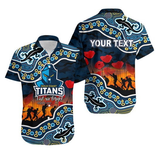 Anzac Day NRL - GLD Hawaiian Shirt Aboriginal Lizard Patterns LT6 DatND DVT