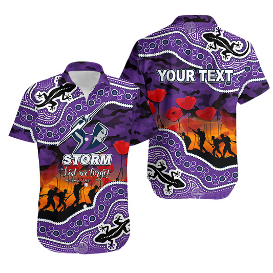 Anzac Day NRL - MEL Hawaiian Shirt Aboriginal Lizard Patterns LT6 DatND DVT