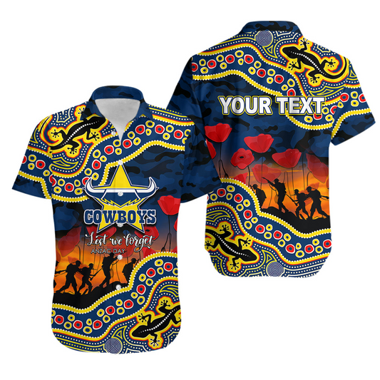 Anzac Day NRL - NQC Hawaiian Shirt Aboriginal Lizard Patterns DatND DVT