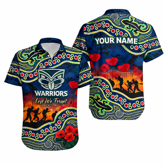 Anzac Day NRL - WAR Hawaiian Shirt Aboriginal Lizard Patterns DatND DVT