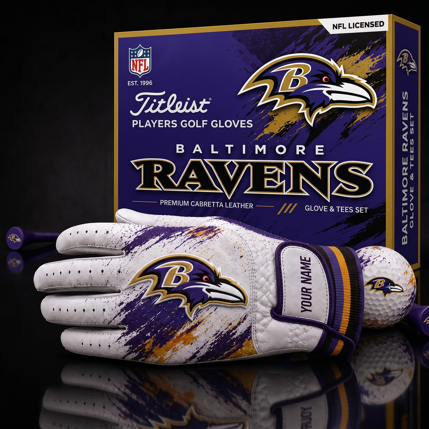 BAL NFL LUXURY PERSONALIZED GOLF GLOVE SET LIMITED EDTION