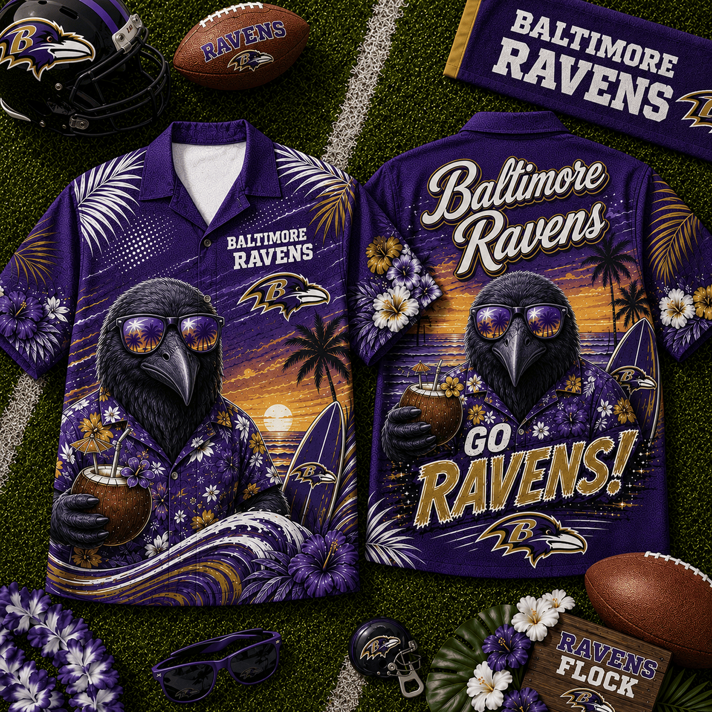 BAL x NFL Premium Beach Vibes Hawaiian Shirt