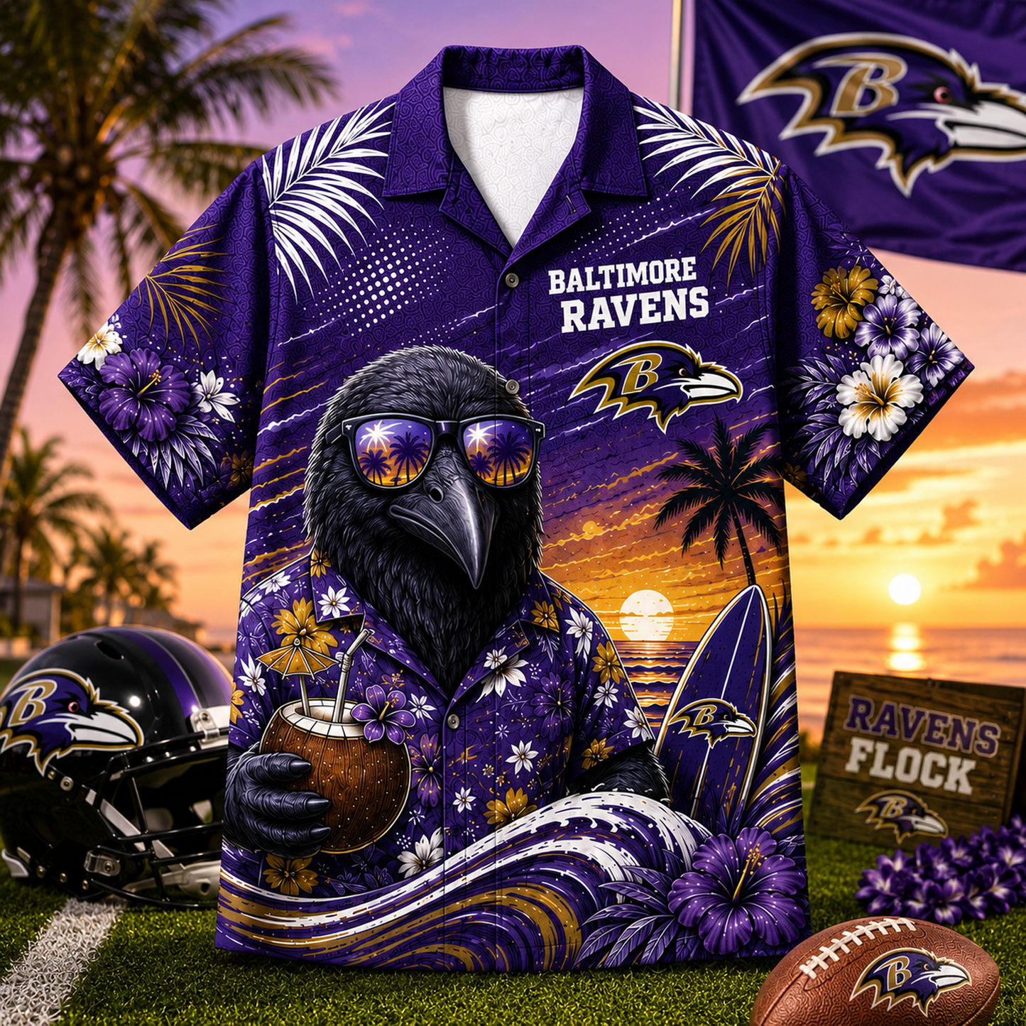 BAL x NFL Premium Beach Vibes Hawaiian Shirt