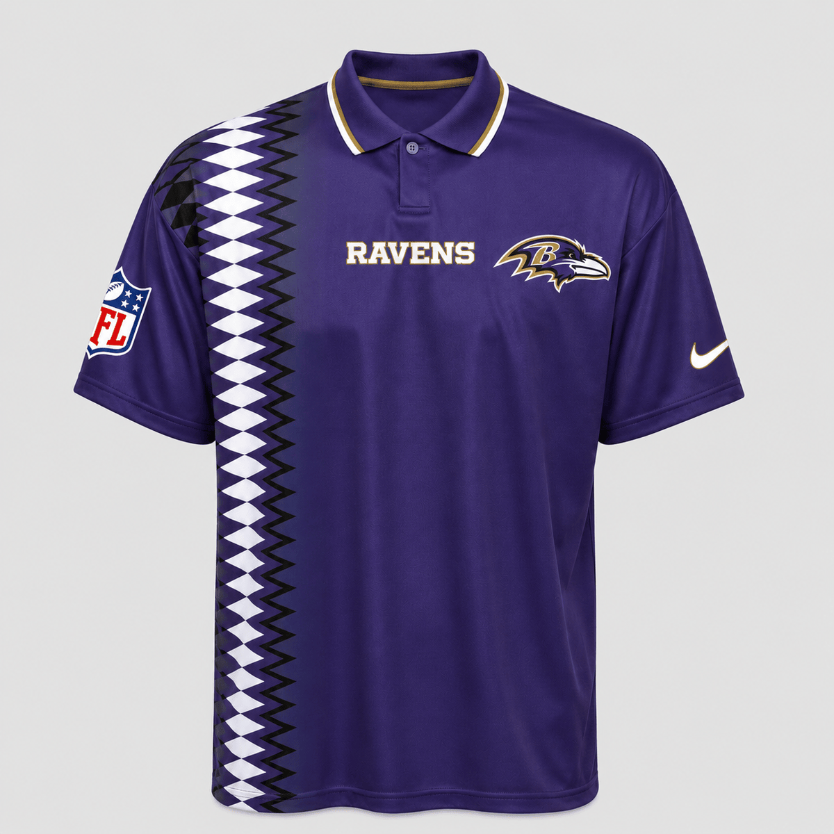 BR Premium NFL Men’s Sporty Zigzag Stripe Polo Shirt