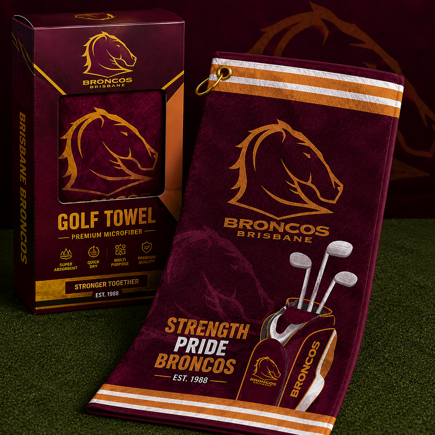 BRI NRL PREMIUM PERSONALIZED GOLF MICROFIBER TOWEL LIMITED EDTION