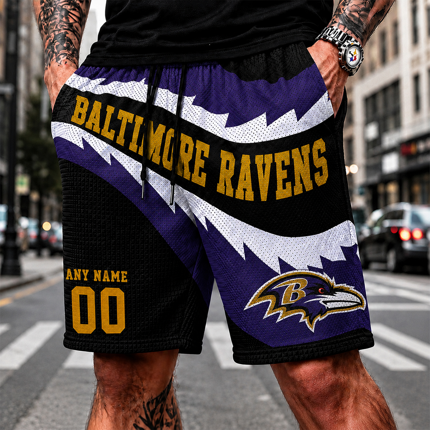 BR_NFL SHORT PANTS CUSTOM NAME & NUMBER FOR FAN
