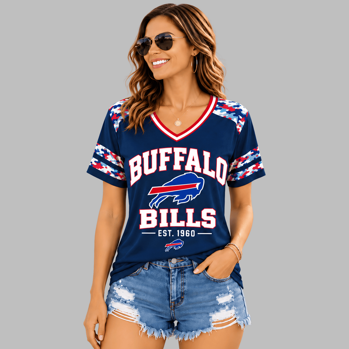 BUF Premium NFL All-American Camo V-neck
