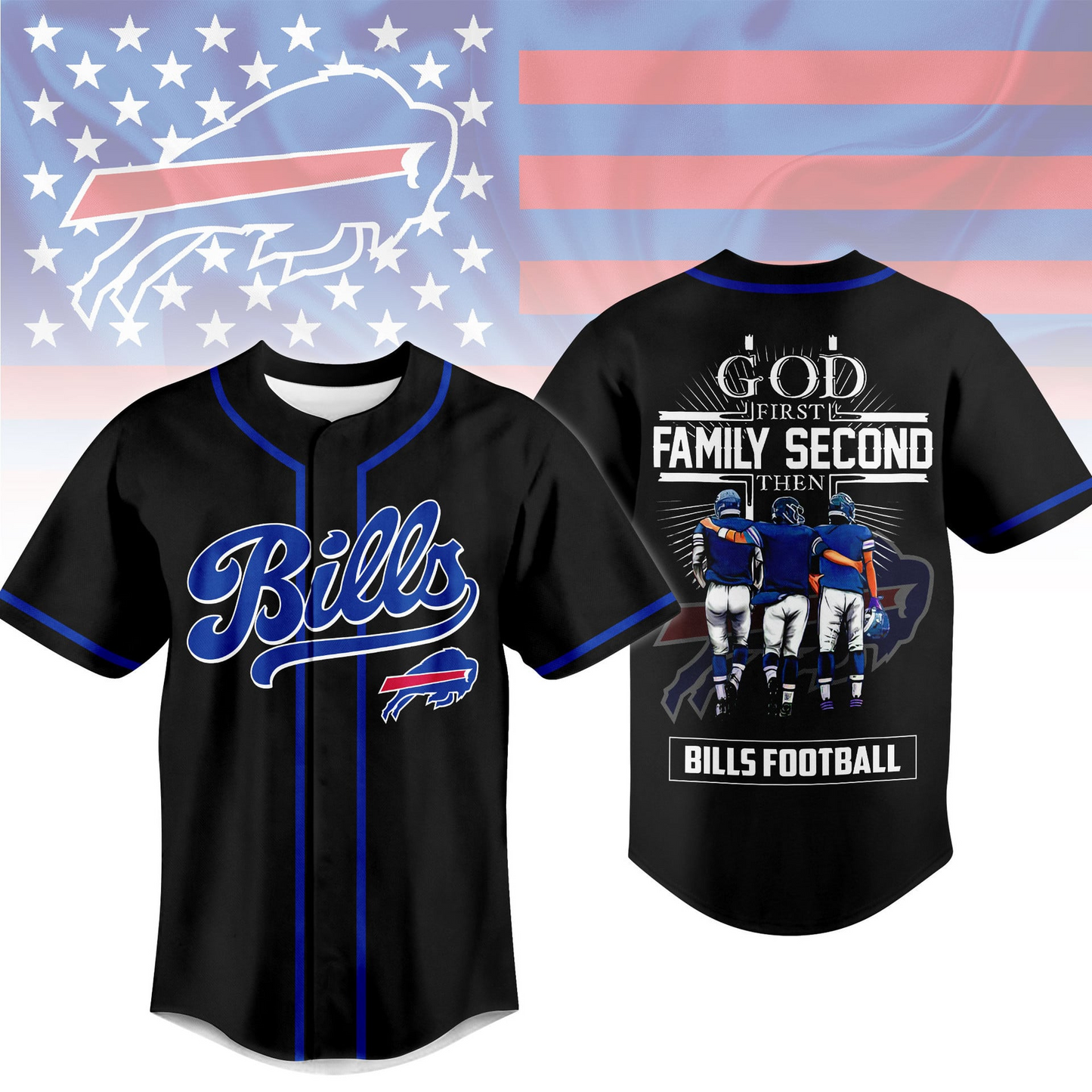 BUF x NFL God First, Family Second – Faith & Brotherhood Football Jersey
