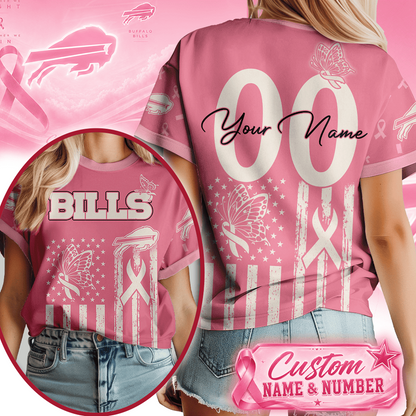 BUF x NFL Premium Butterfly Ribbon Custom 3D Shirt