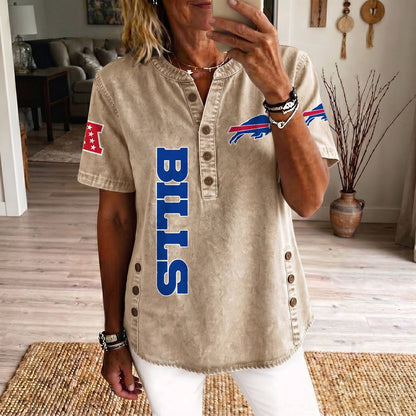 BUF x NFL Women’???s Denim Casual Tops DATND LBN 190526