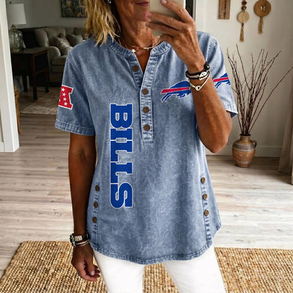 BUF x NFL Women’???s Denim Casual Tops DATND LBN 190526
