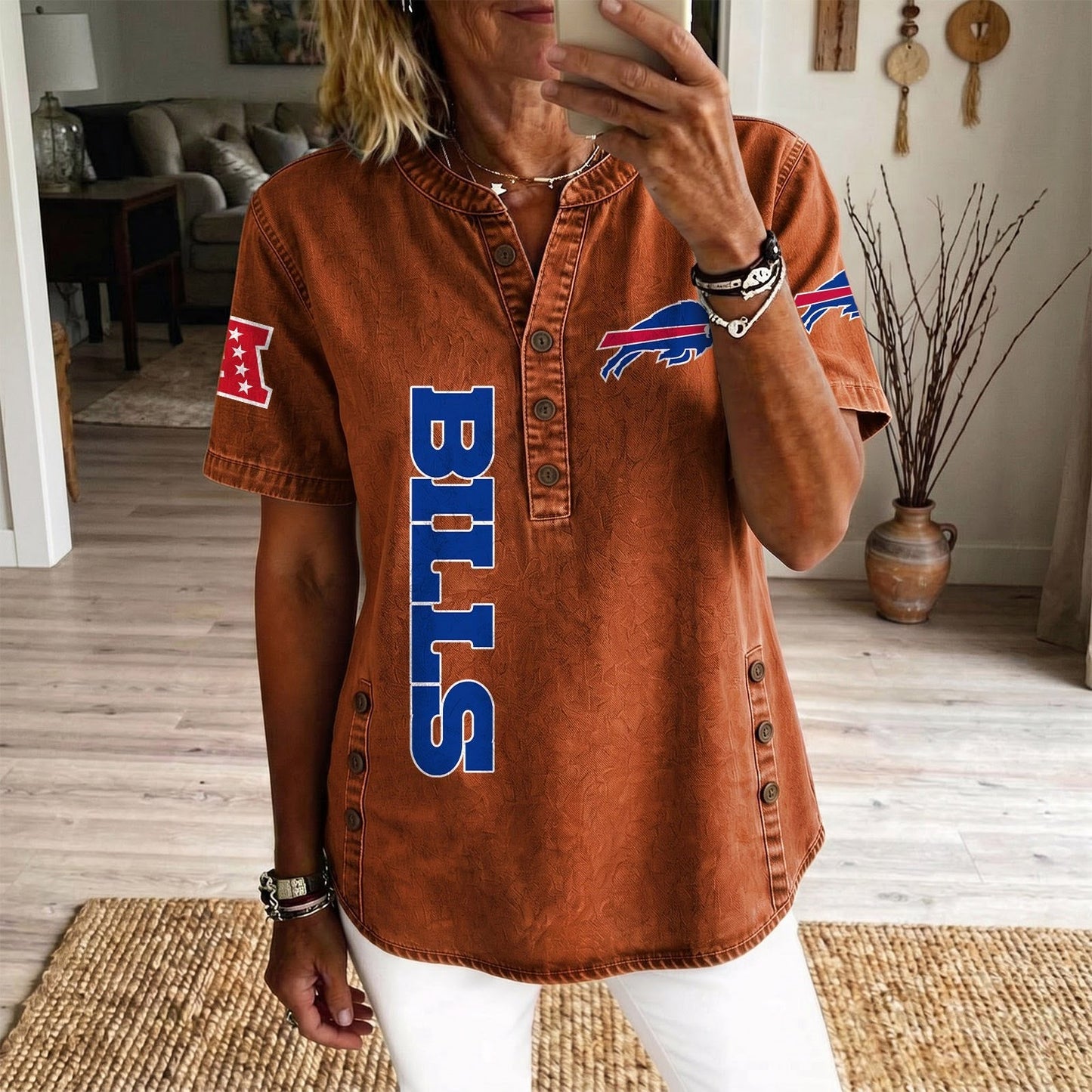 BUF x NFL Women’???s Denim Casual Tops DATND LBN 190526