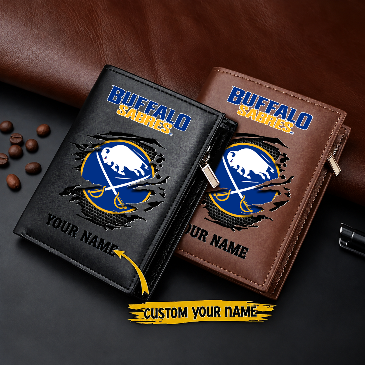 BUF x NHL Men Slim Vertical Wallets New