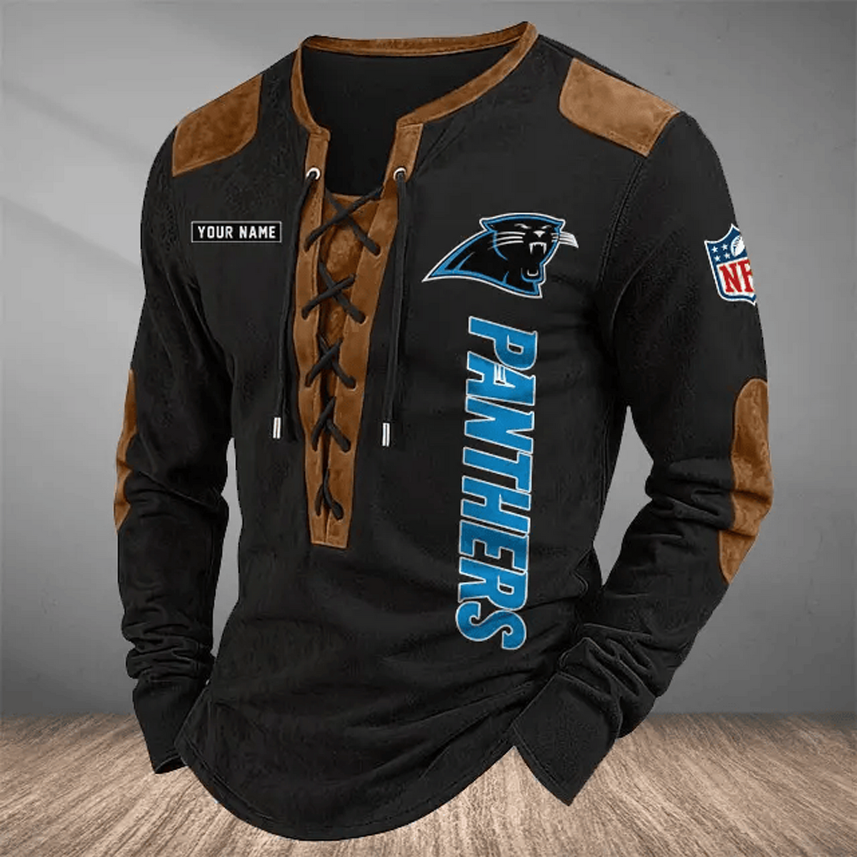CAR x NFL Custom Name Vintage Henley Long Sleeve Shirt