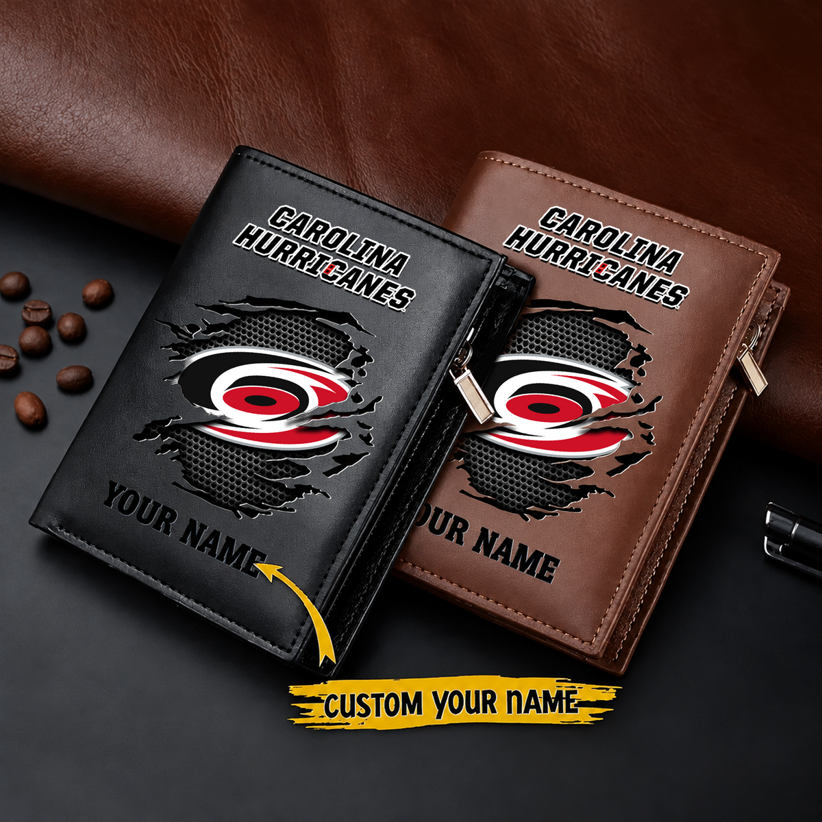 CAR x NHL Men Slim Vertical Wallets New