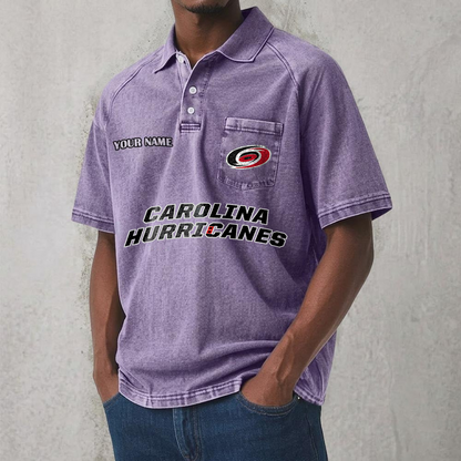 CAR x NHL Men's Distressed Turn-Down Collar Polo DATND TANTD 250526