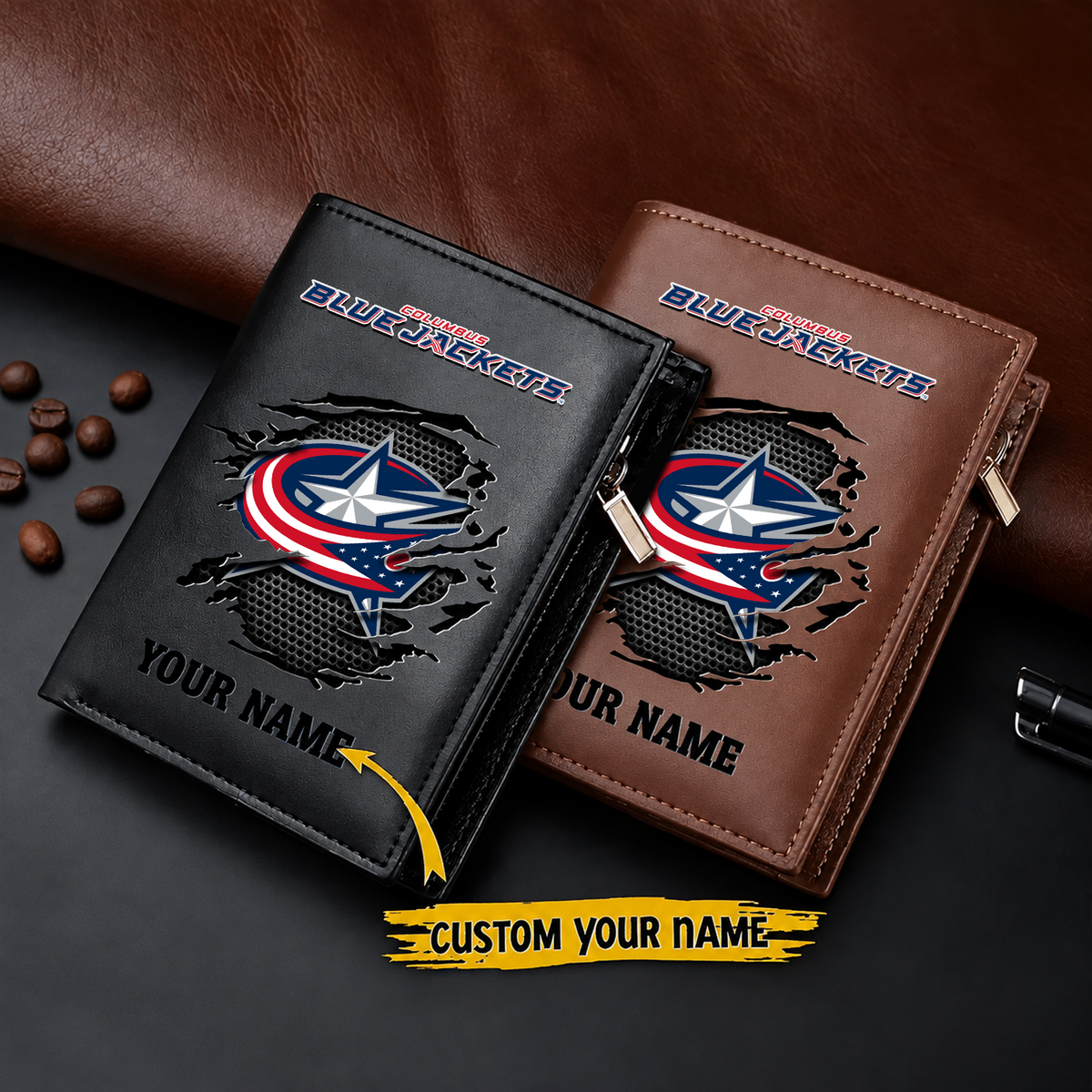 CBJ x NHL Men Slim Vertical Wallets New