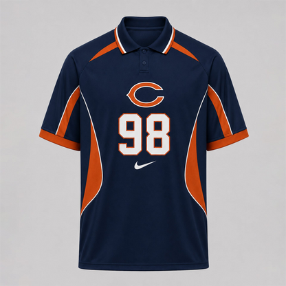 CHI Premium NFL Custom Number Sports Style Polo Shirt