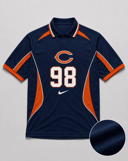 CHI Premium NFL Custom Number Sports Style Polo Shirt
