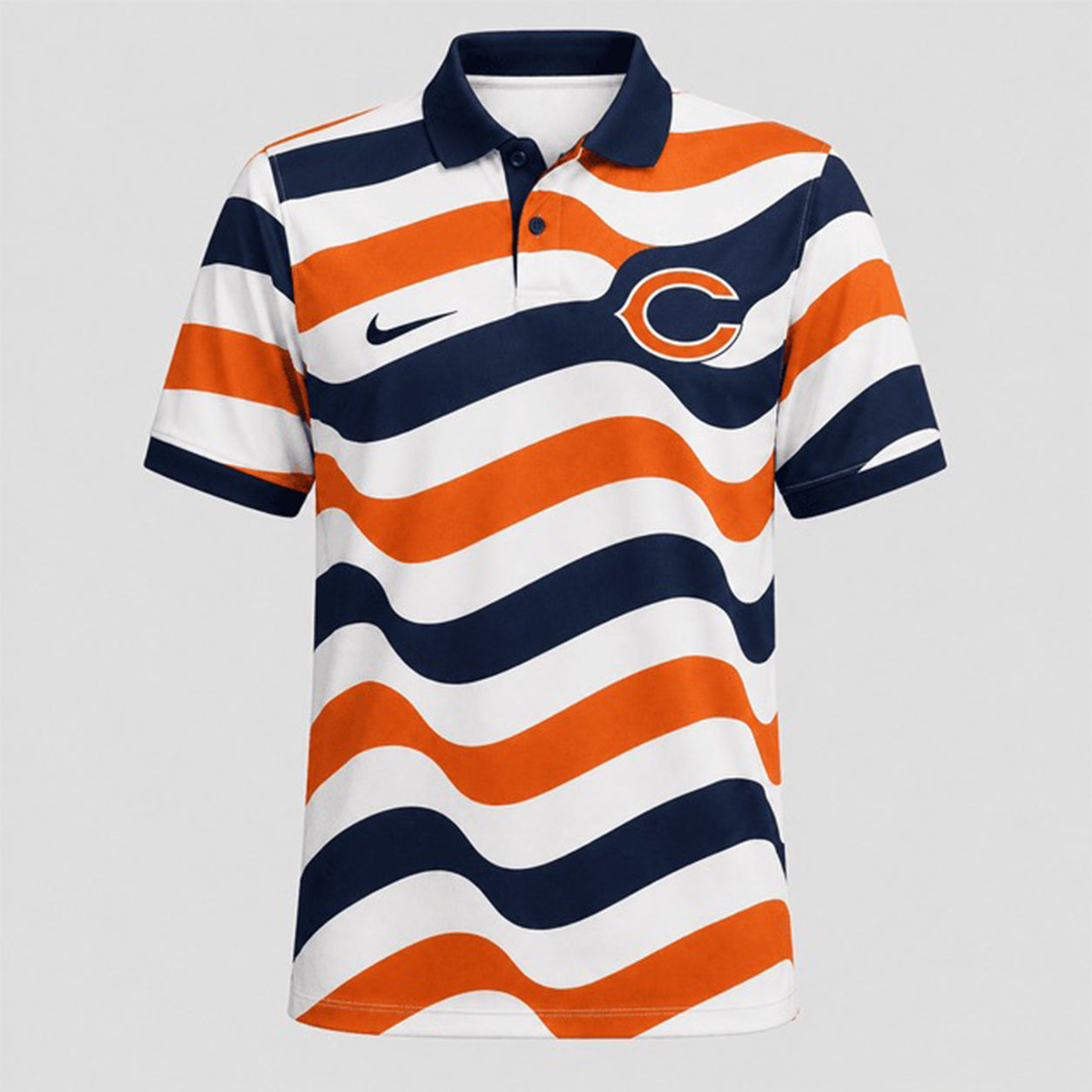 CHI Premium NFL Custom Striped Athletic Polo Shirt